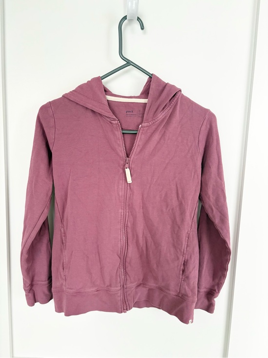 Pact Organic Sweaters - PACT Organic Cotton Full Zip Hooded Hoodie Jacket Mauve Pink XS